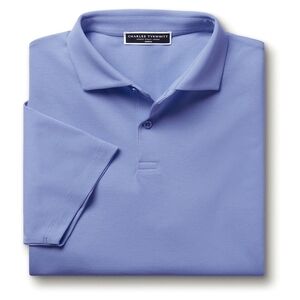 Charles Tyrwhitt Blue Short Sleeve Smart Pique Polo Shirt Sz L EUC